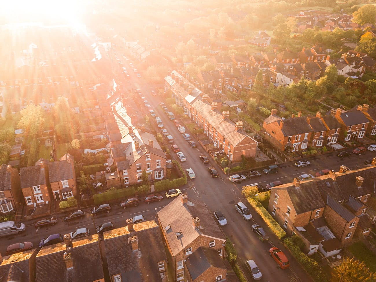 sunshine over houses