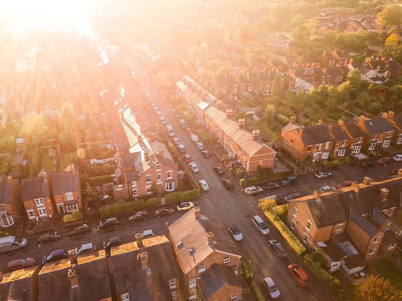 sunshine over houses
